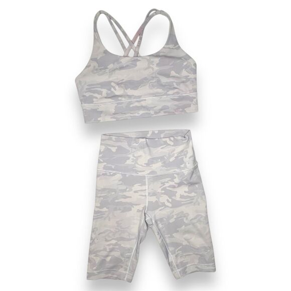 LULULEMON Incognito Camo Alpine White Energy Bra 10 + Wunder Under Short 10" 6 - Picture 8 of 10